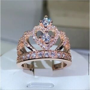 Luxury Rose Gold Diamond Crown Ring
